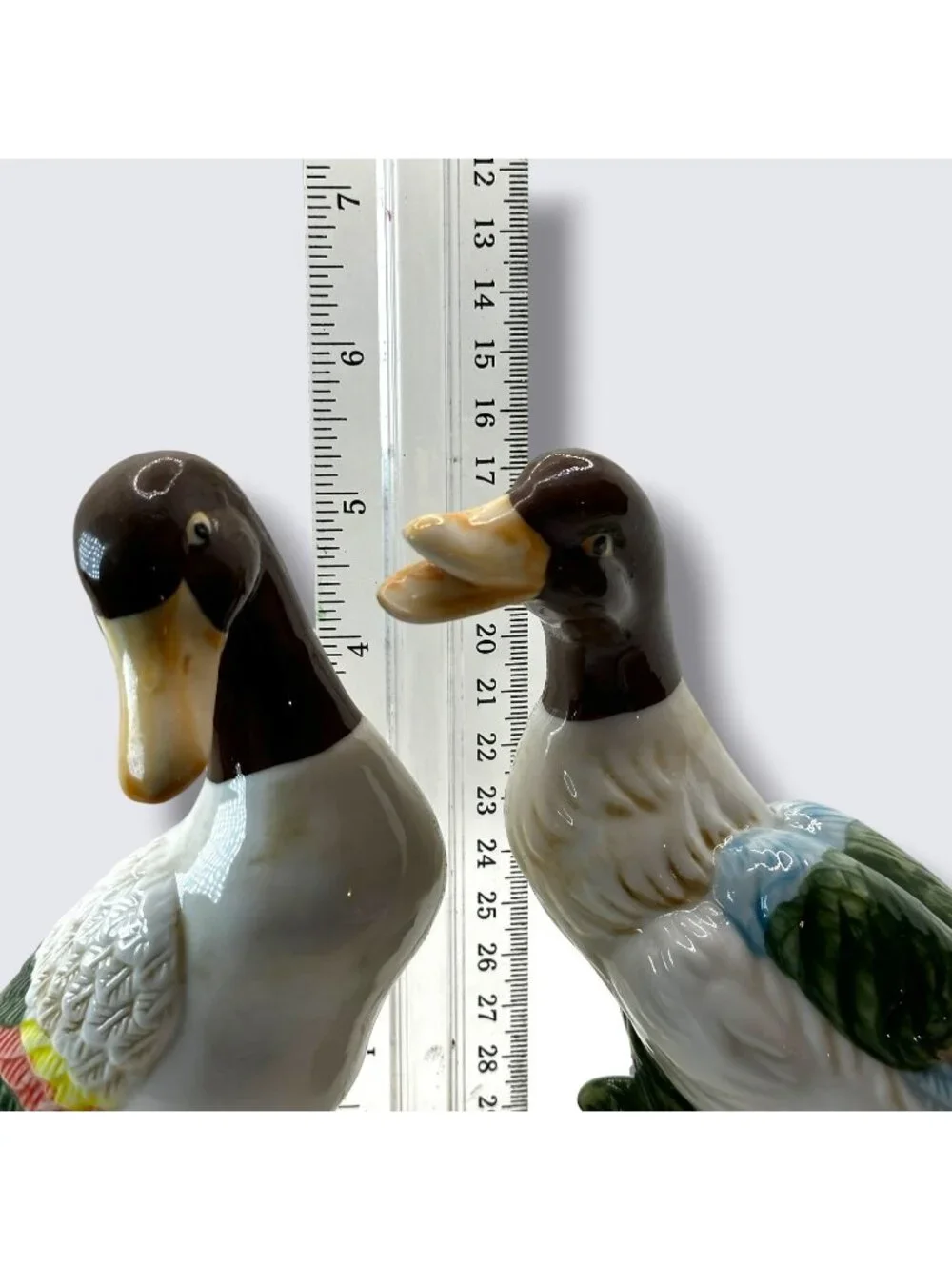 Vintage Ceramic Mallard Duck Figurines Multicolor Hand-Painted Pair Ks Collectio